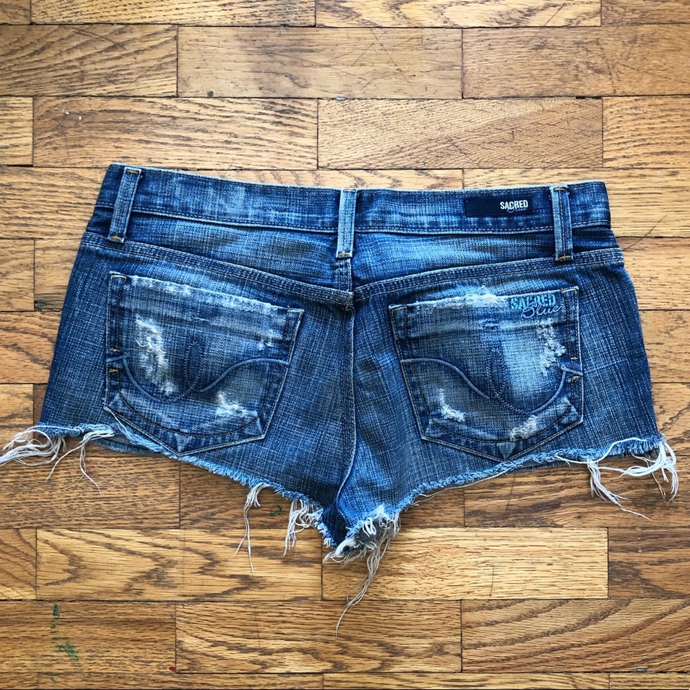 Sacred Blue Low Rise Jean Cutoff Shorts